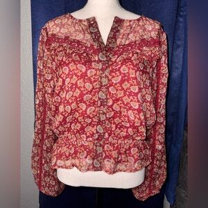 American Eagle Outfitters Red Floral Blouse